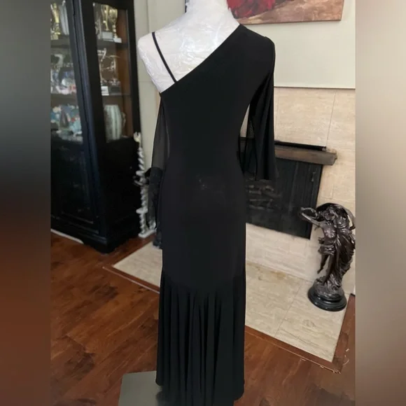 Ballroom Smooth one shoulder practice dance dress black - Picture 10 of 14